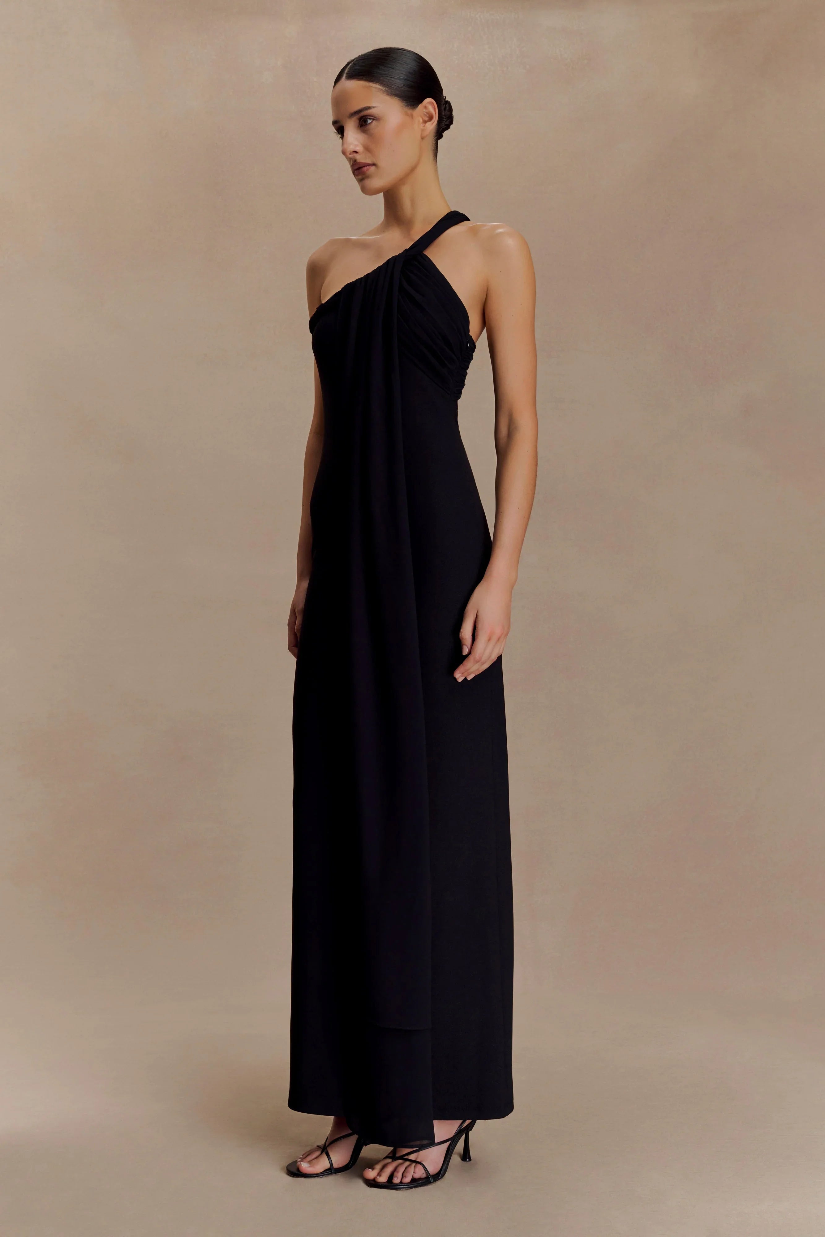 Philippa Knotted Crepe Maxi Dress Black