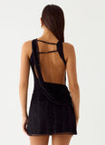 Portofino Sparkle Mesh Mini Dress Black
