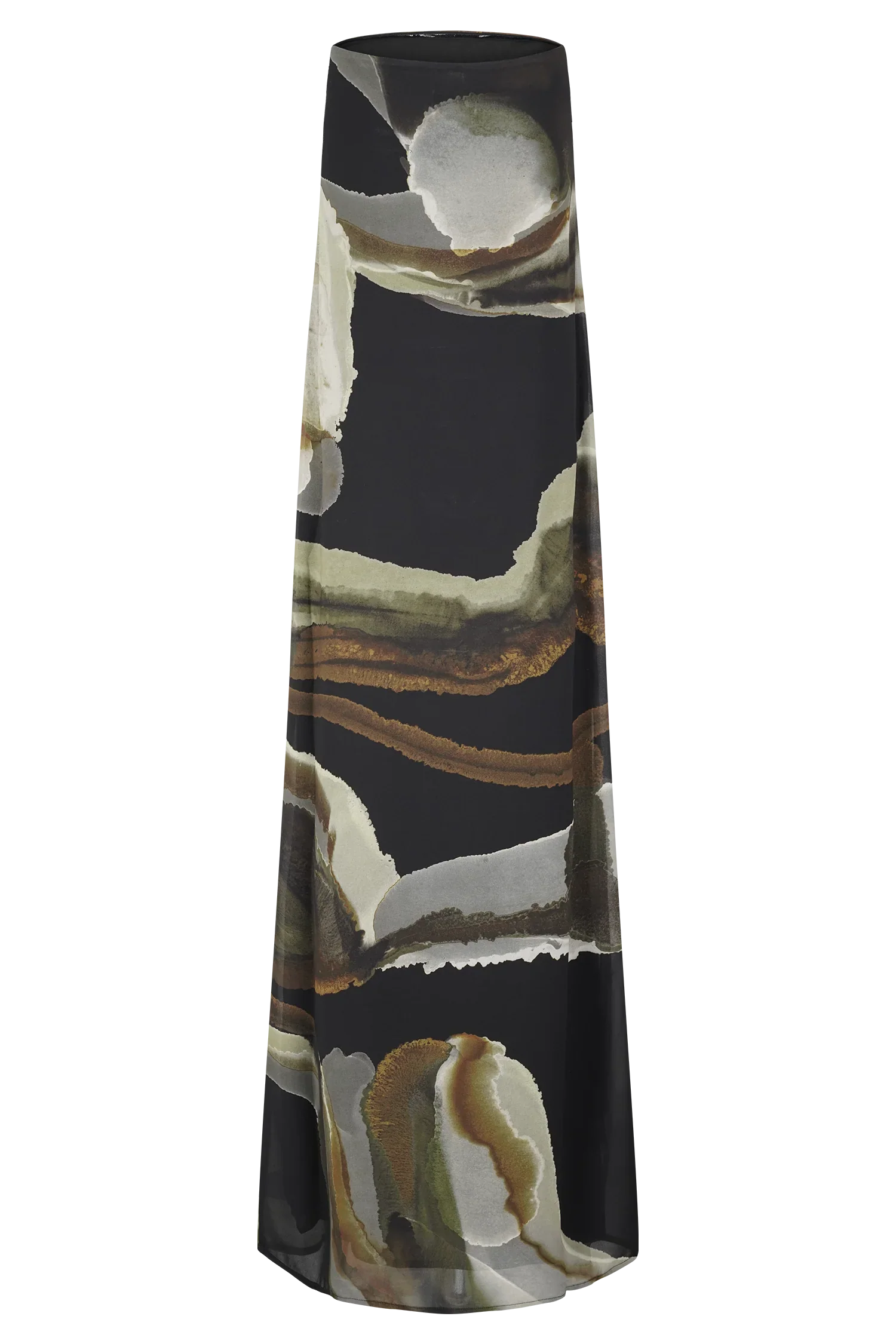 Amaya Strapless Chiffon Maxi Dress Green Fluid Reverie Print