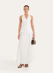 White Cotton Floaty A line Maxi Skirt