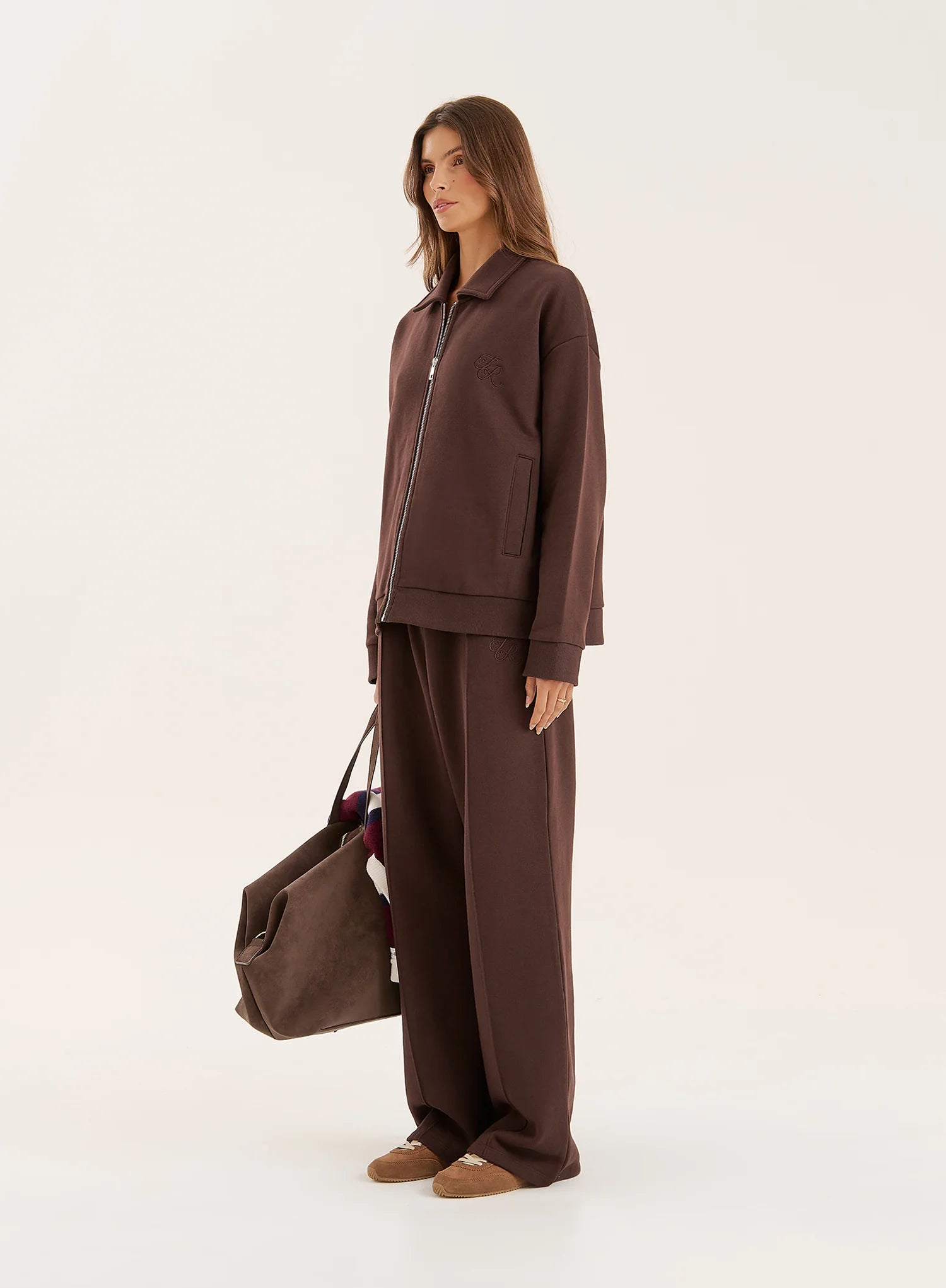 Chocolate 4th Wide Leg Branded Heavyweight Joggers