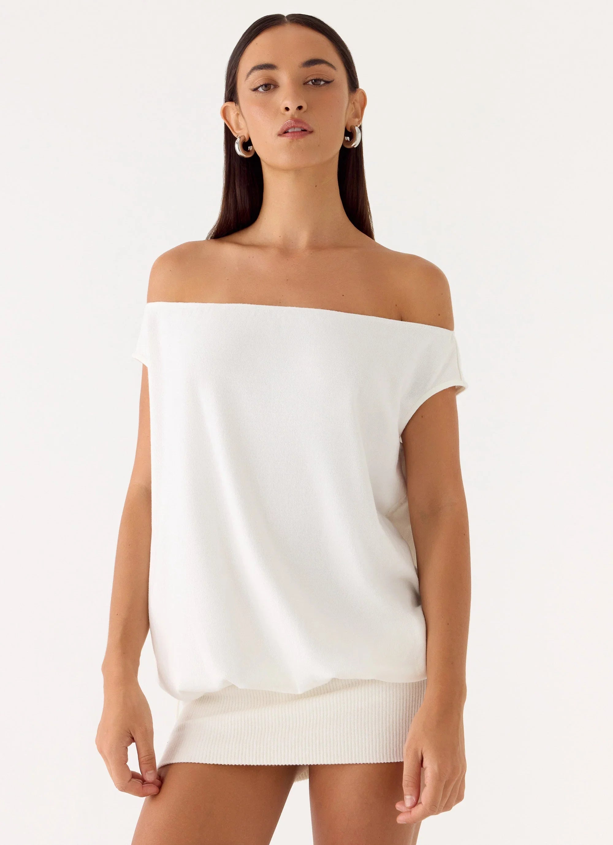 Leighken Knit Mini Dress White