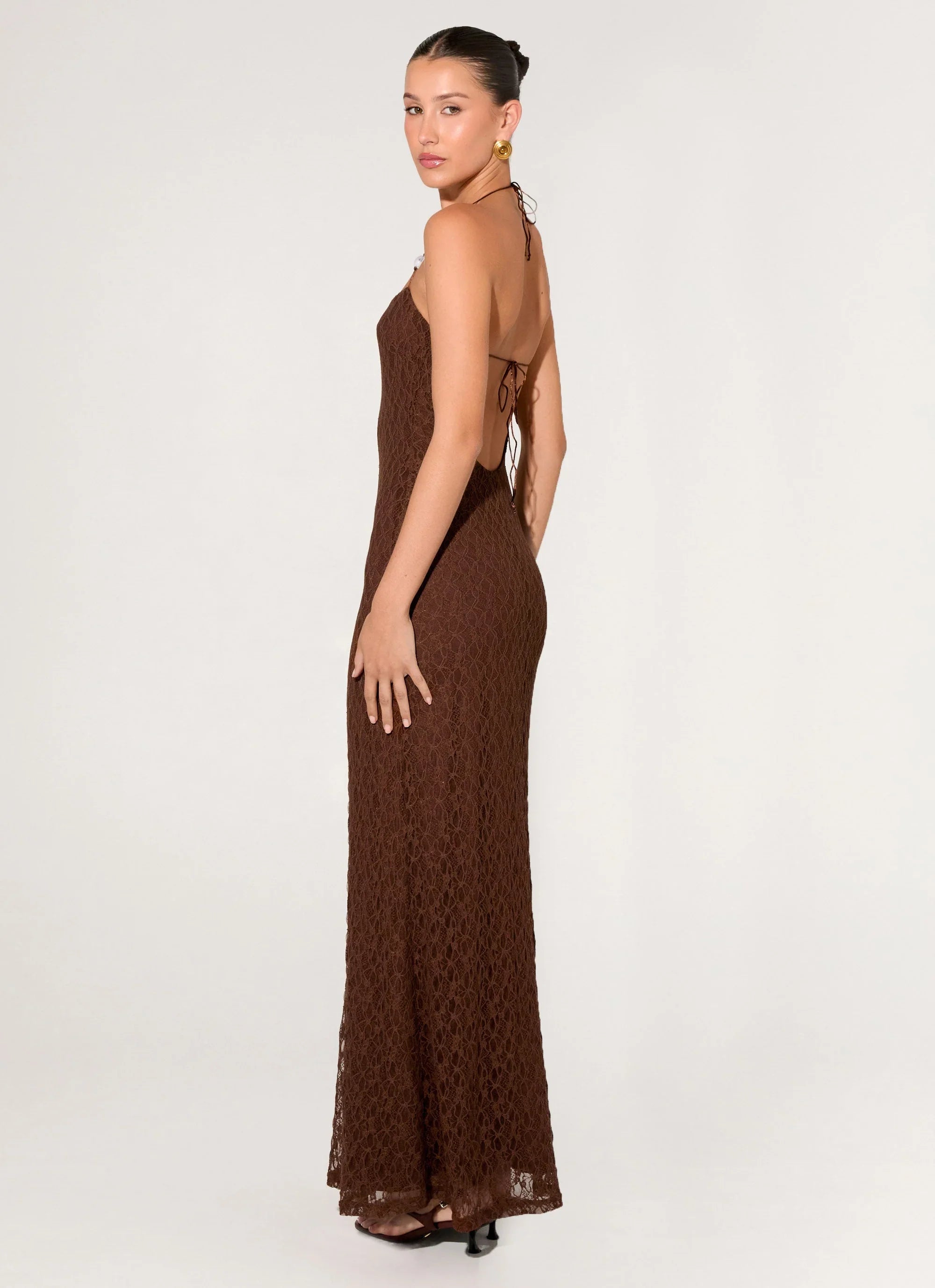 Promise Me Lace Maxi Dress Chocolate