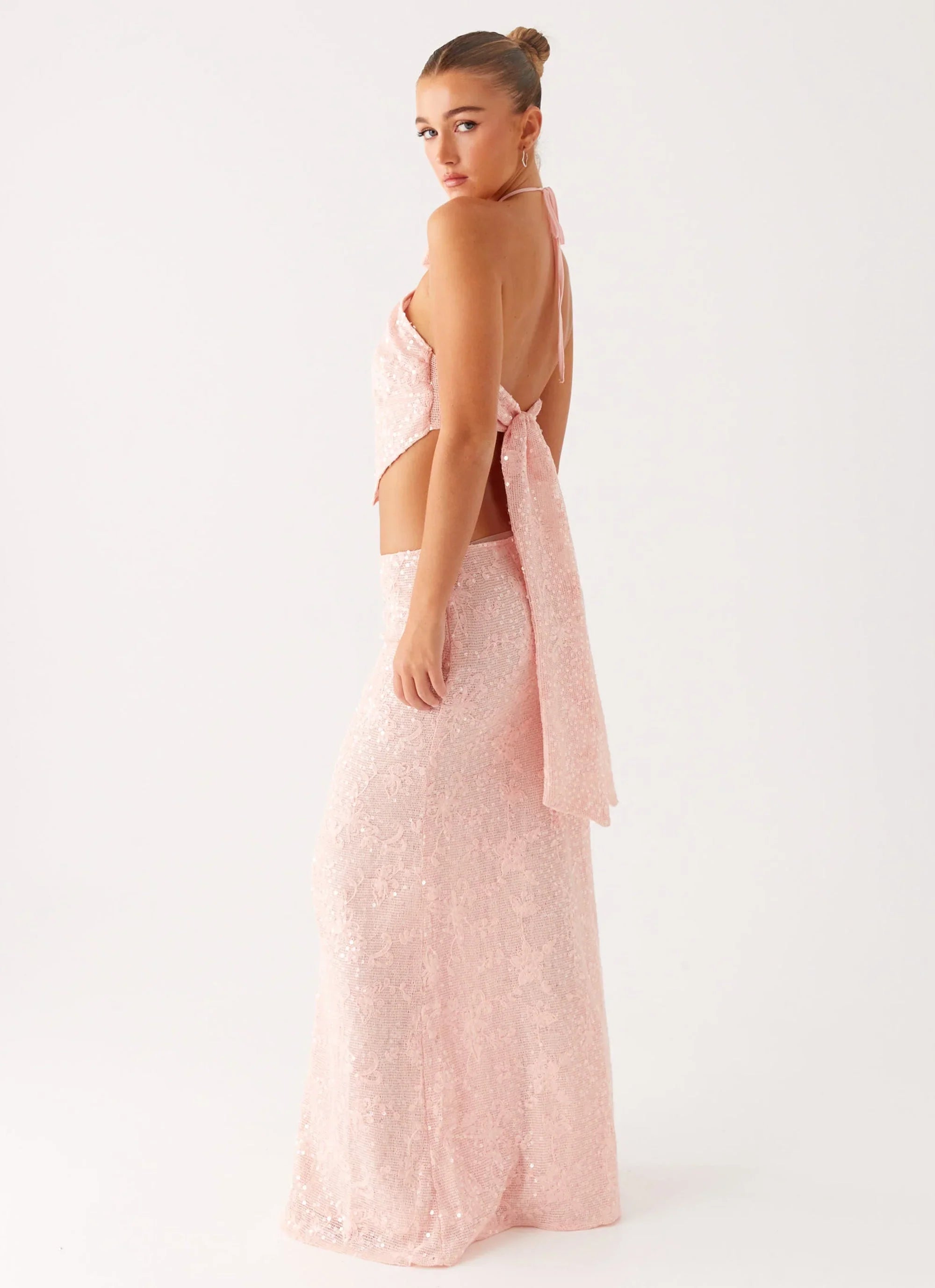 Nico Sequin Maxi Skirt Pink
