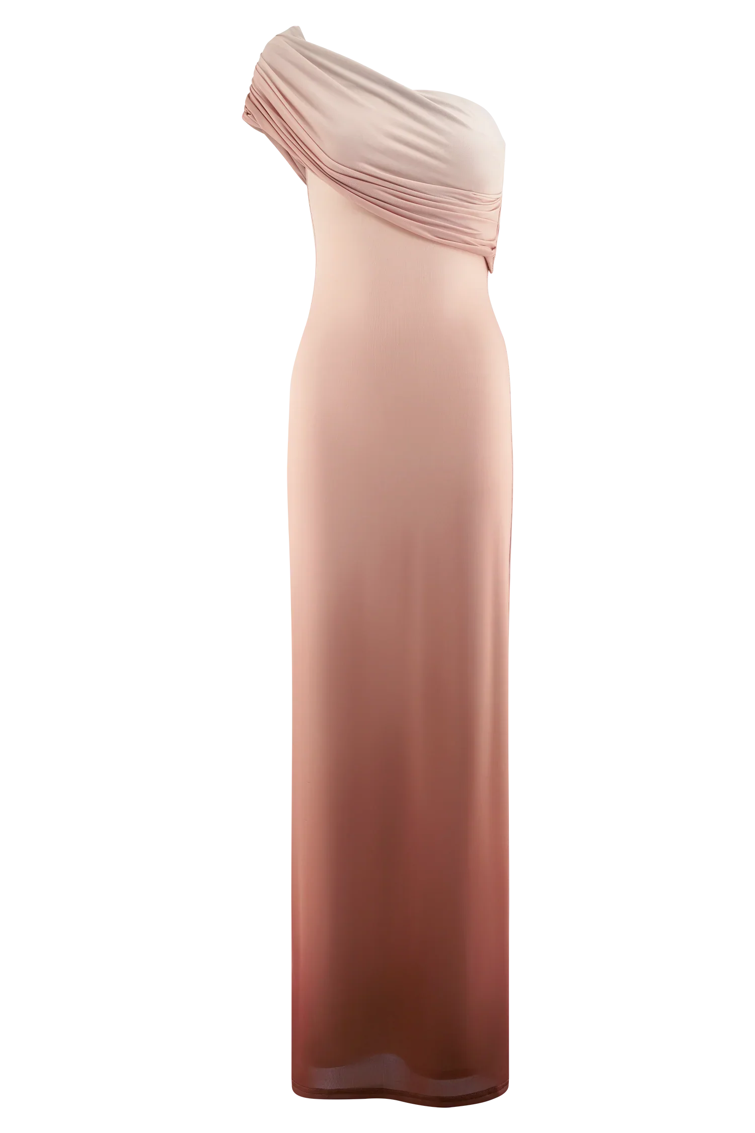 Cassandra Off Shoulder Slinky Maxi Dress Neutral Ombre