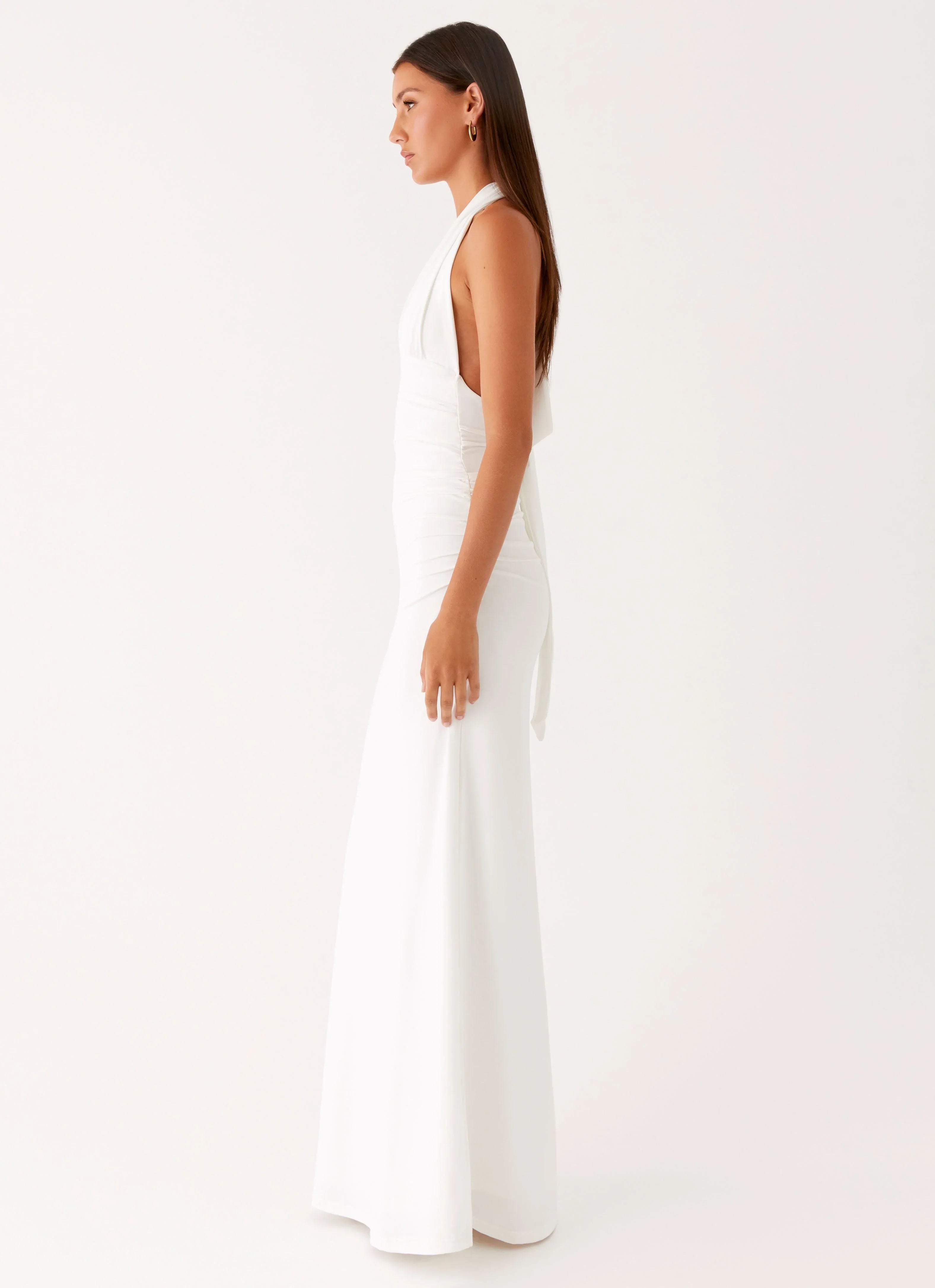 Ilaria Halter Maxi Dress White