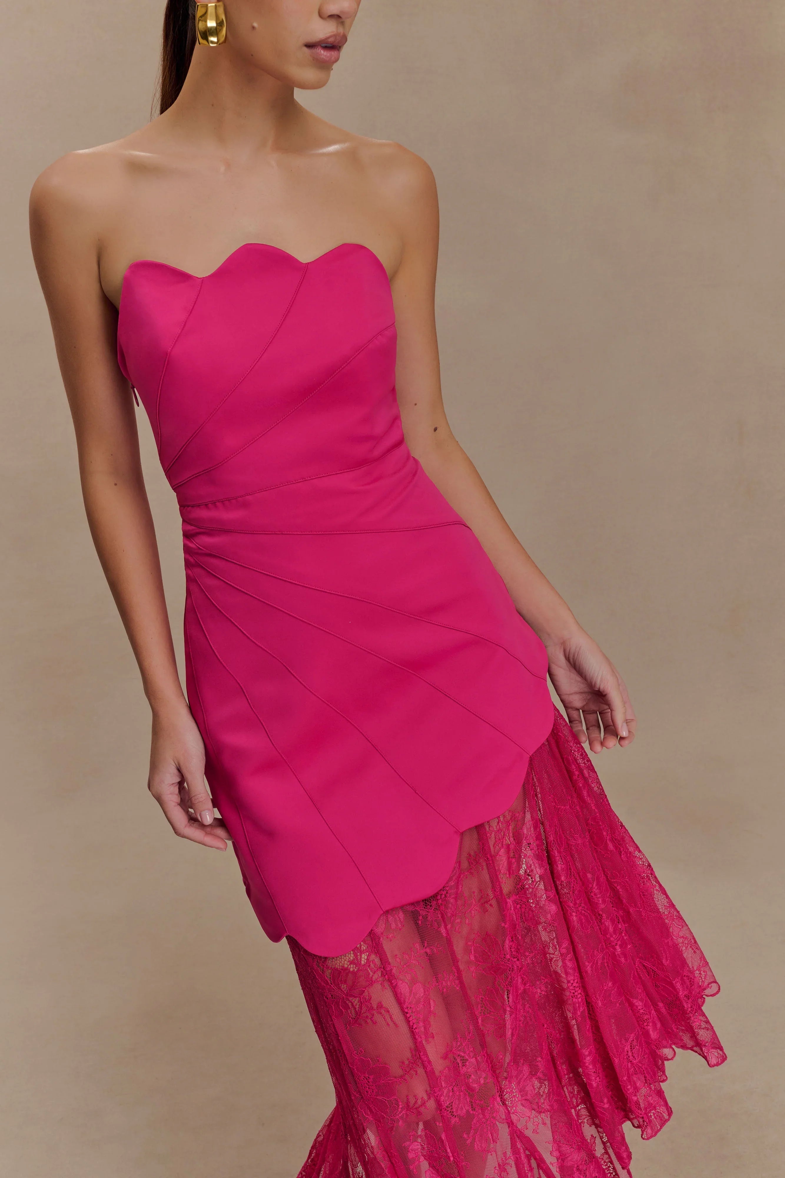 Aleena Satin And Lace Maxi Dress Dragonfruit