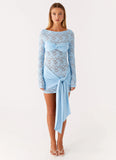 Consie Long Sleeve Mini Dress Pale Blue
