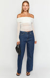 Shes Yours Dark Wash Denim Wide Leg Boyfriend Jeans