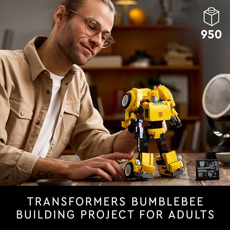LEGO Icons Transformers Bumblebee Action Figure Collectible Robot Gift for Adults Movie Themed Model Building Set for Sci Fi Enthusiasts and Transformers Fans Converts to Vehicle Mode 10338