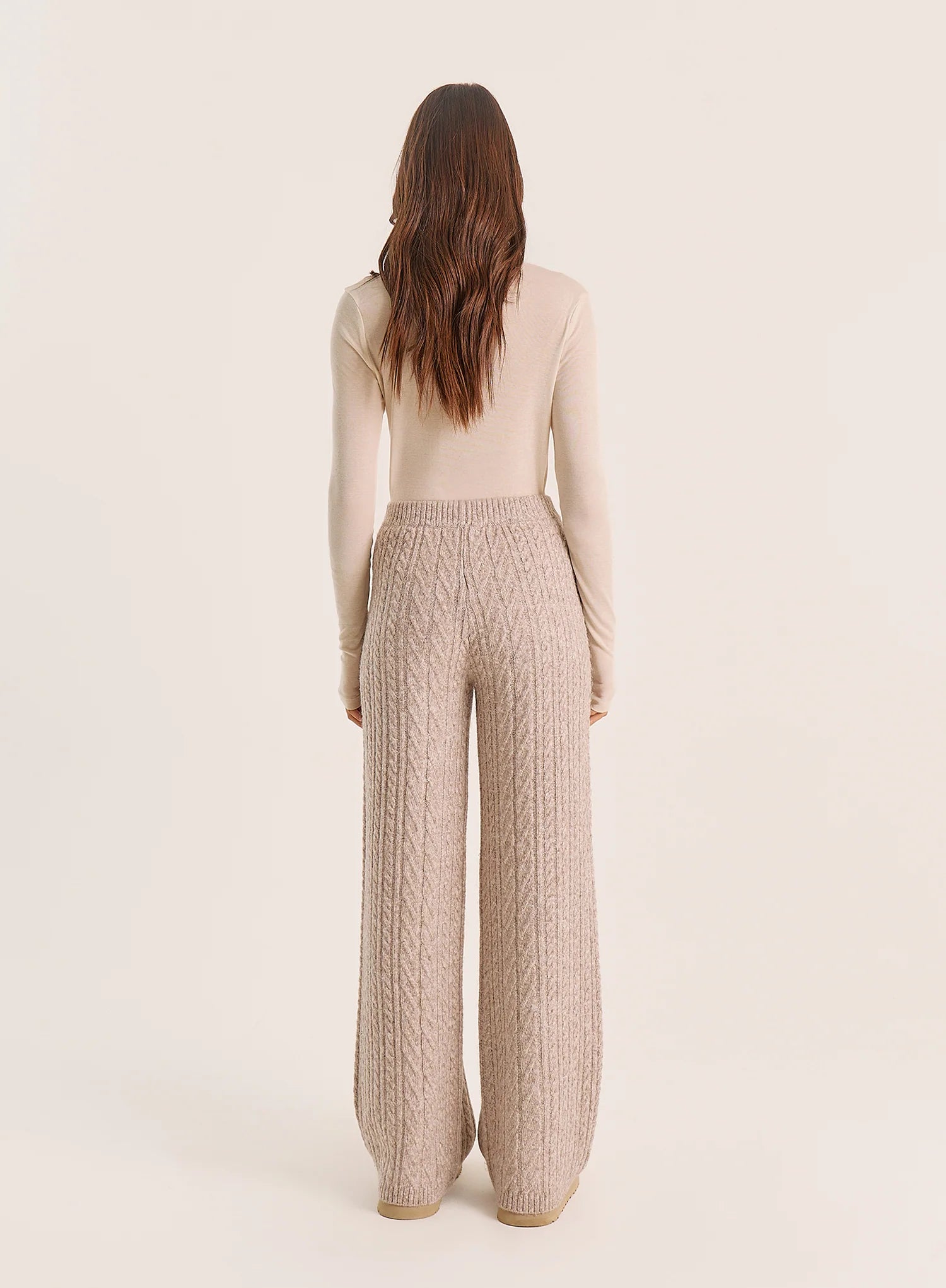 Taupe Cable Knitted Trousers
