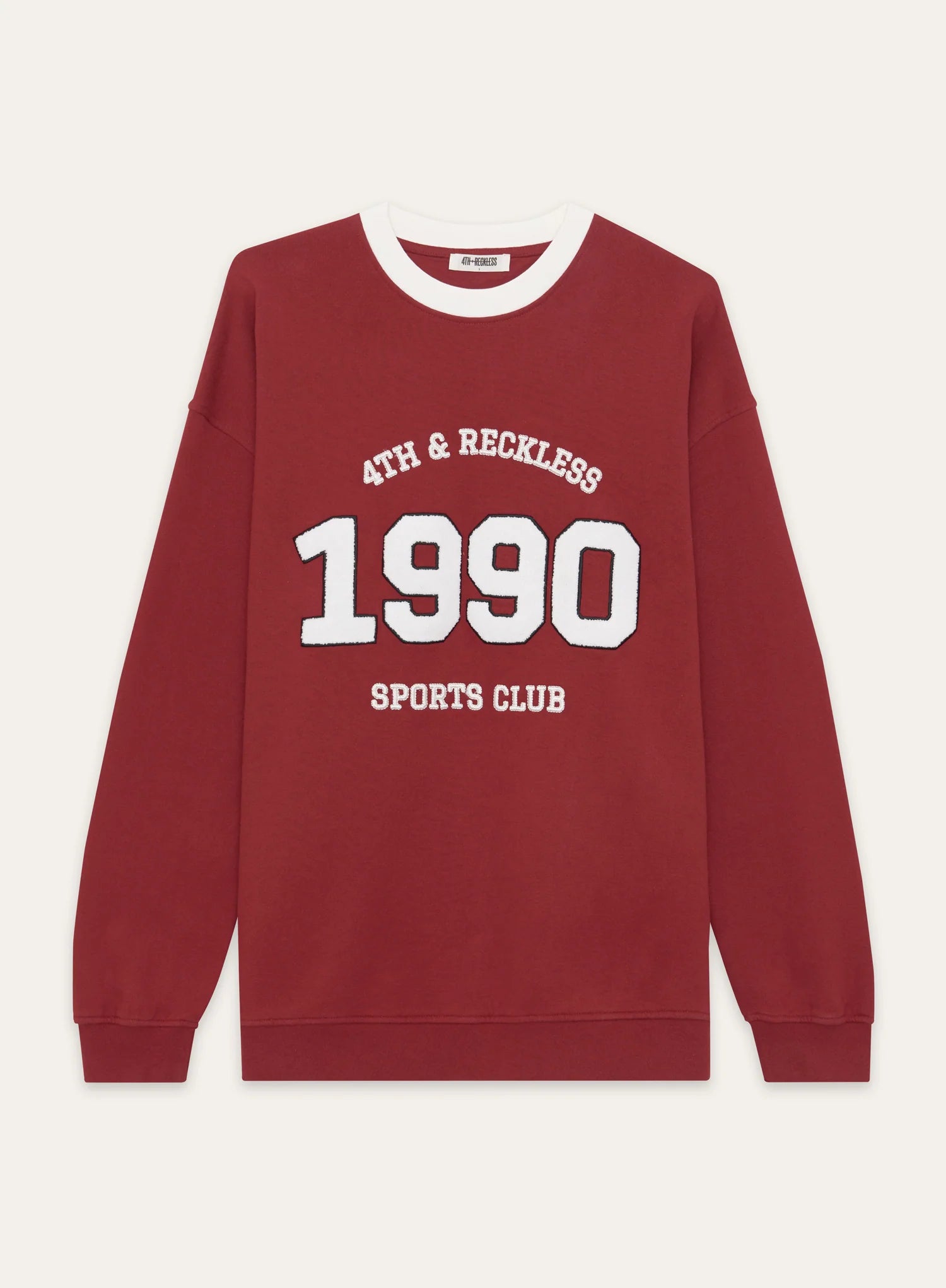 Red Contrast Trim Slogan Classic Longline Sweatshirt