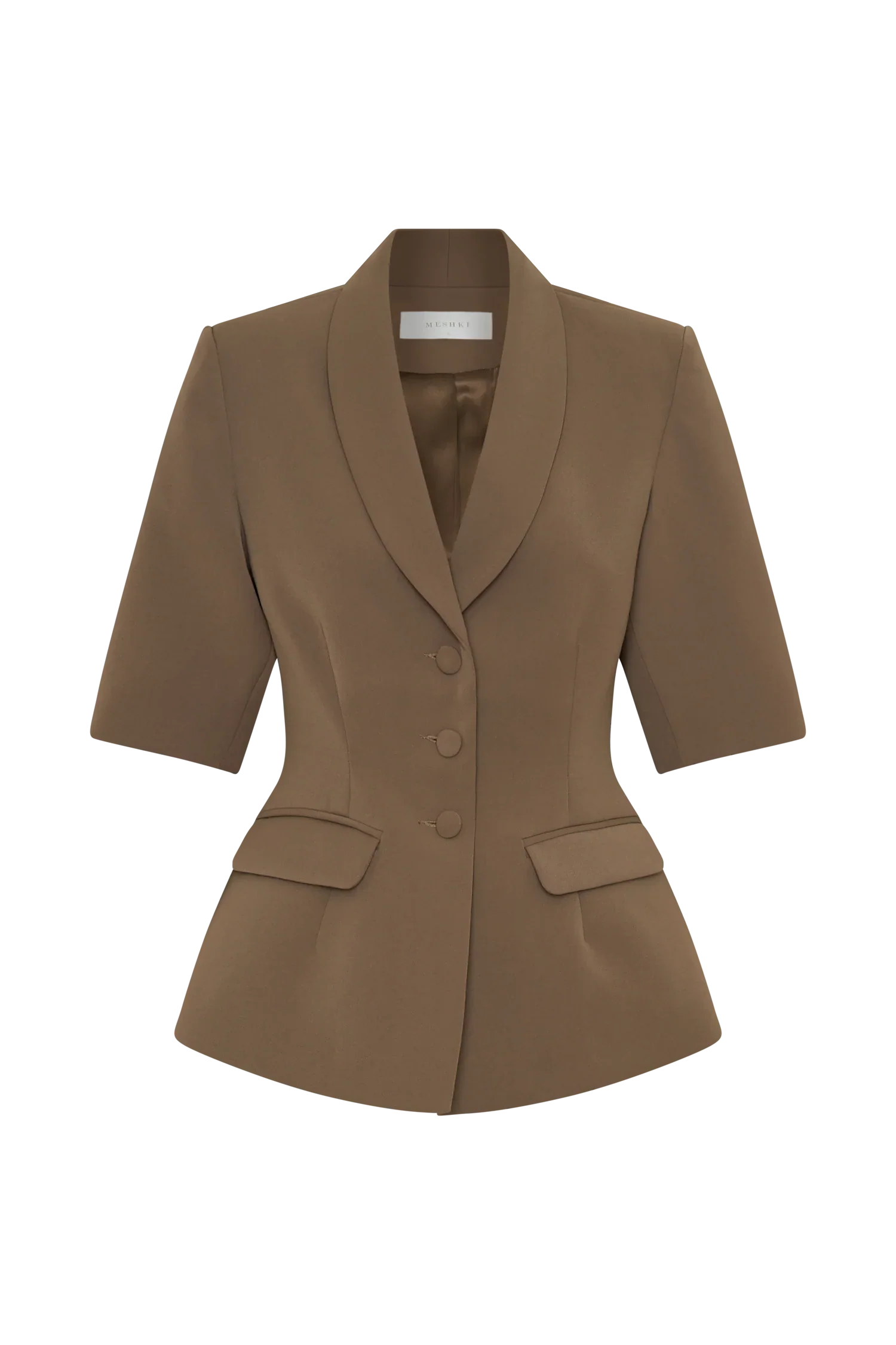Opal Puff Sleeve Suiting Top Cacao Brown