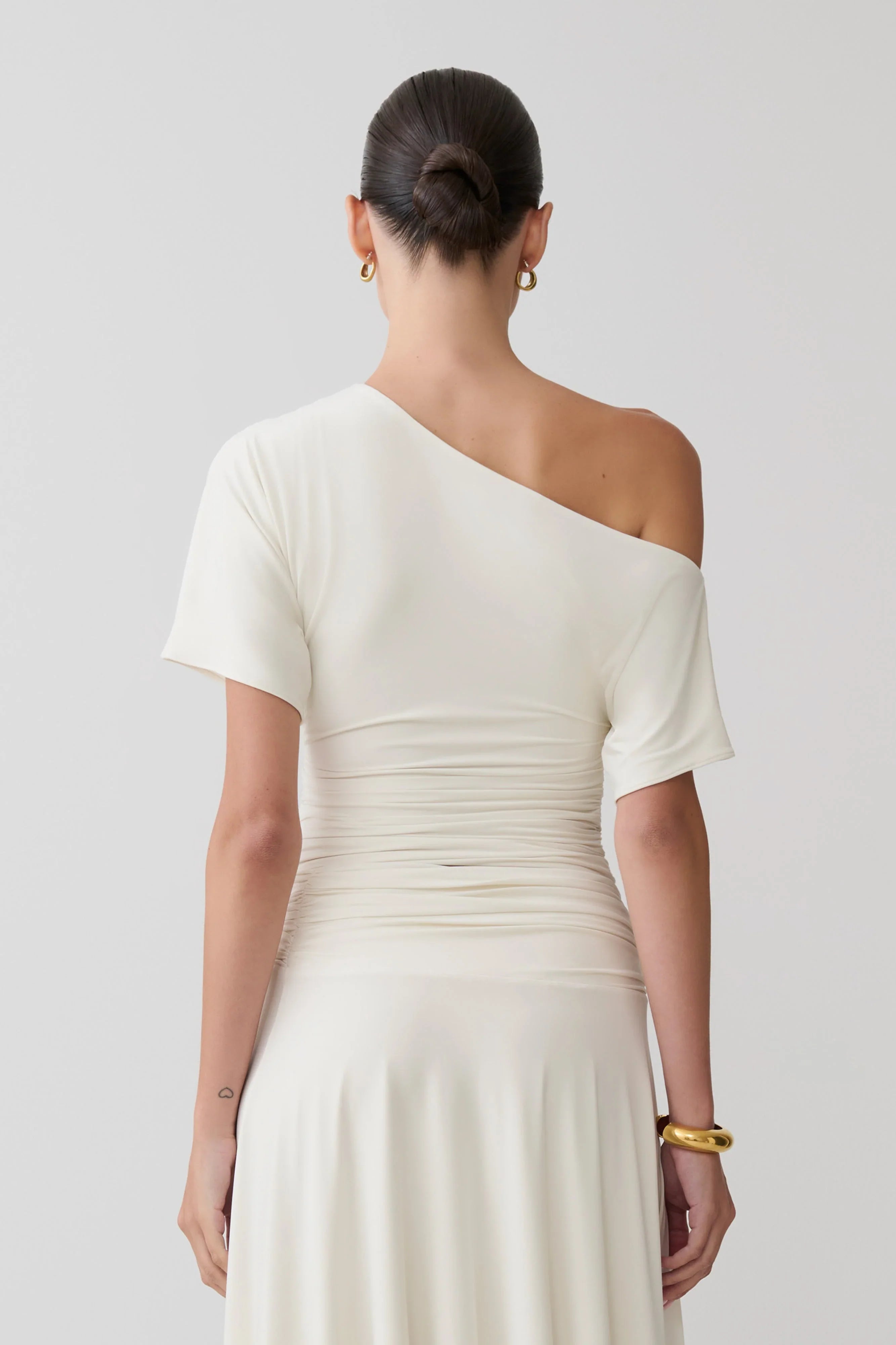 Luu Off Shoulder Slinky Top Ivory