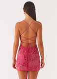 Vietta Sequin Cami Micro Mini Dress Fuchsia