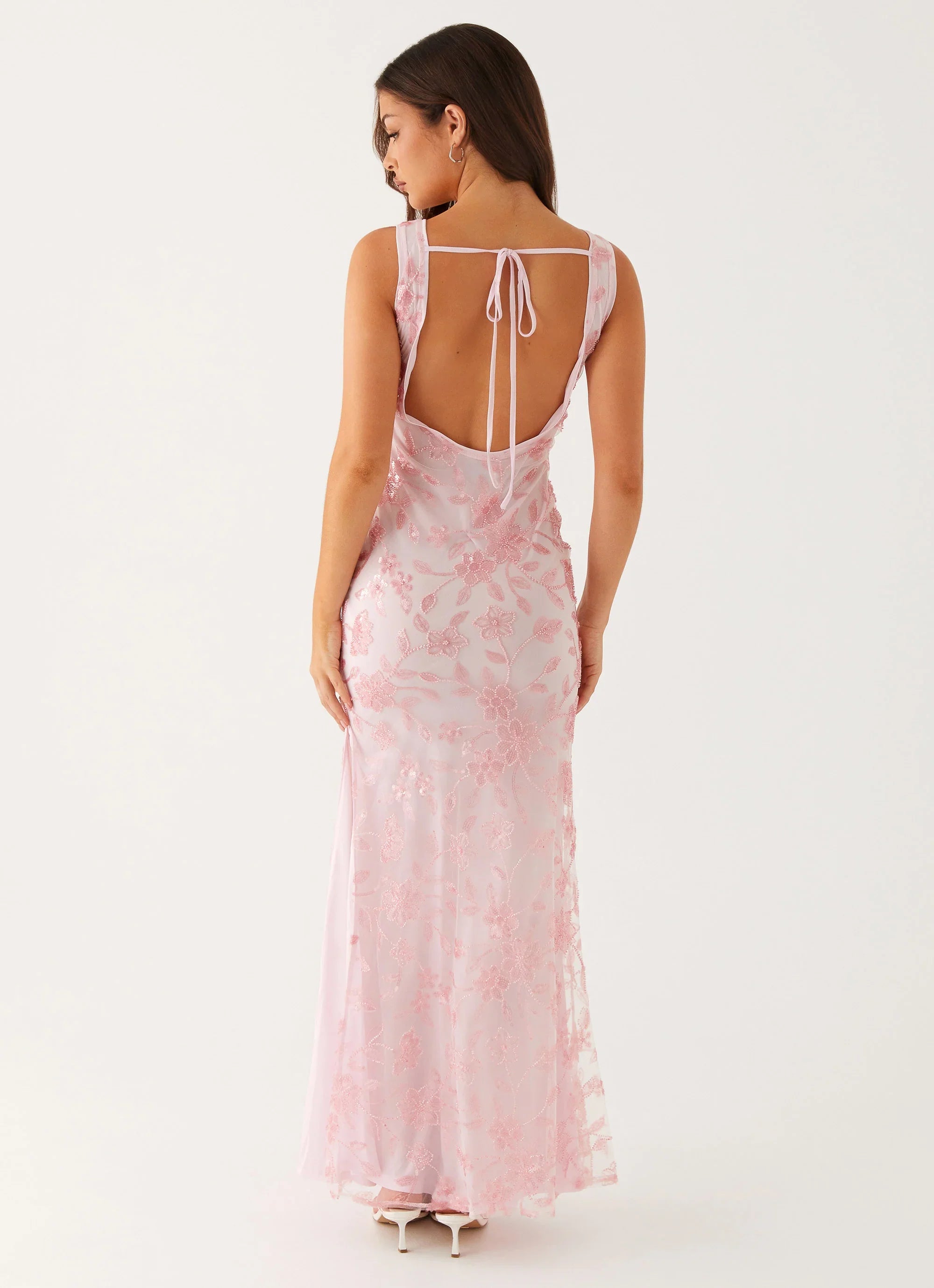 Moorey High Neck Maxi Dress Pink