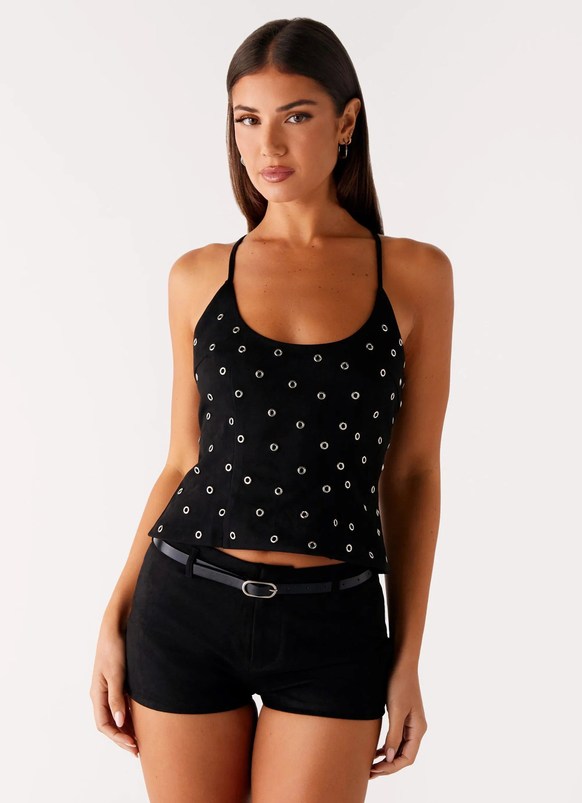 Katie Suede Mini Shorts Black