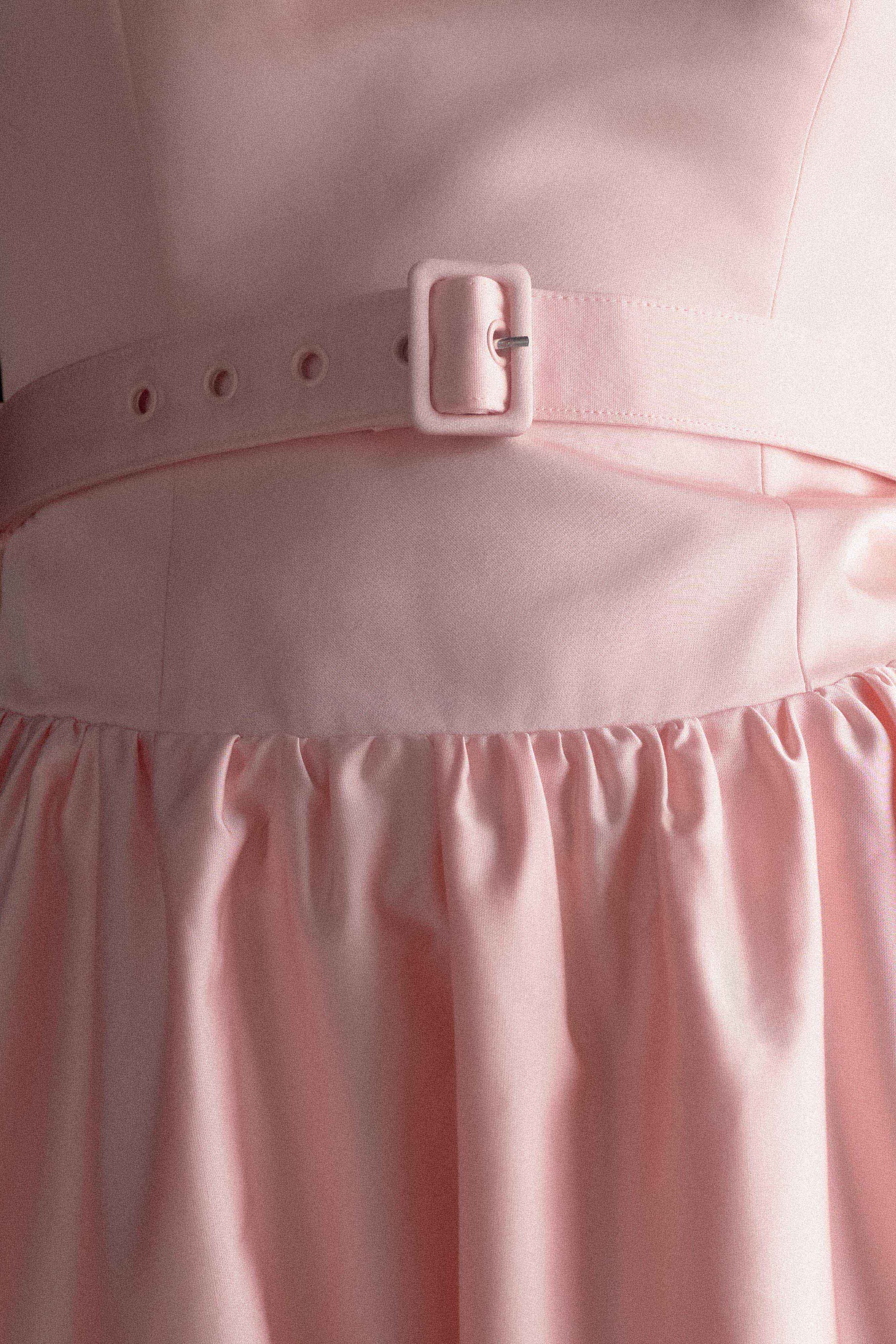 Florence Strapless Belted Maxi Dress Baby Pink