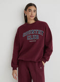 Burgundy Country Club Slogan Classic Longline Sweatshirt