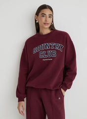 Burgundy Country Club Slogan Classic Longline Sweatshirt