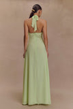 Malakhai Chiffon Halter Maxi Dress Pastel Green