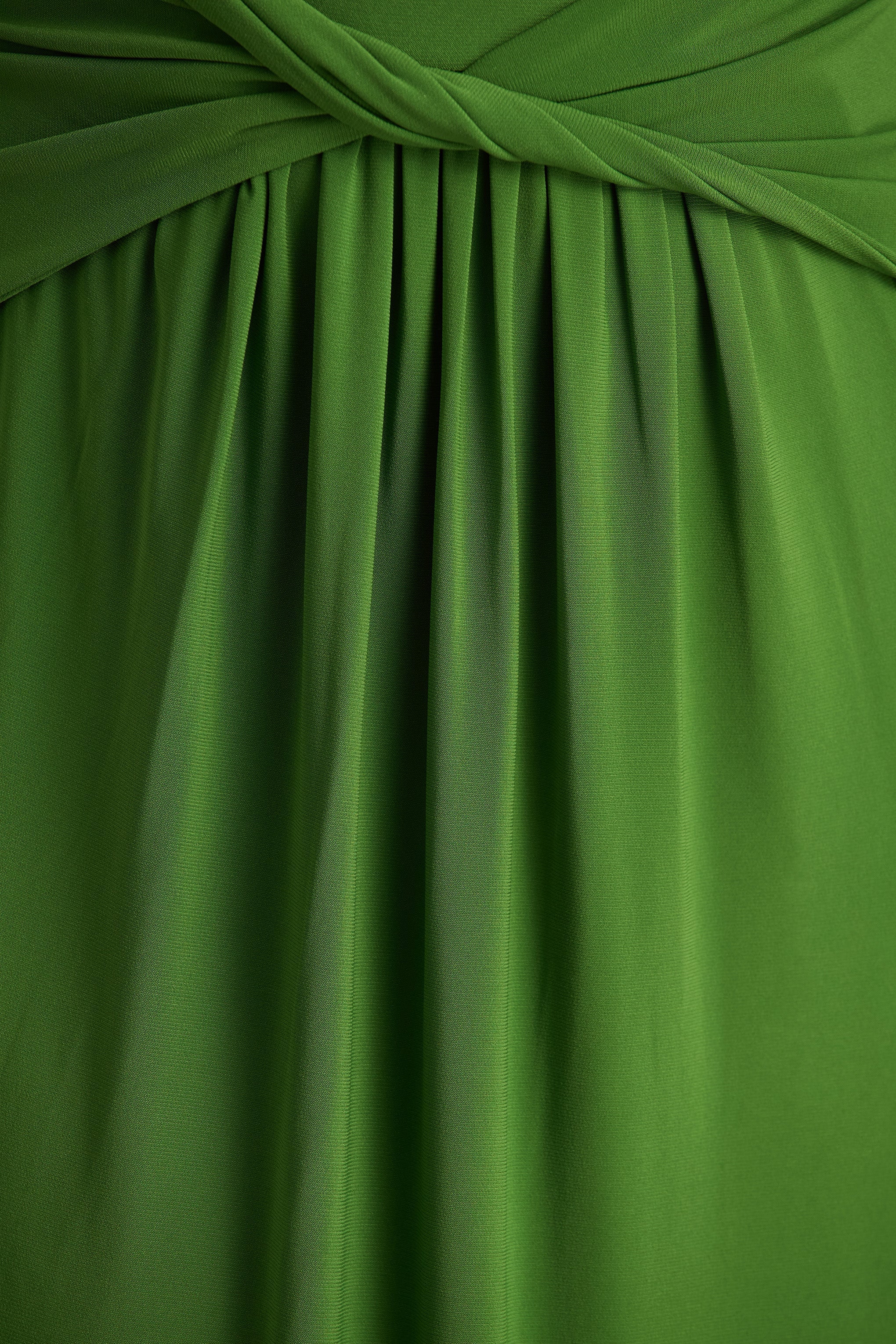 Hourglass Green Long Sleeve Twisted Maxi Dress With Split