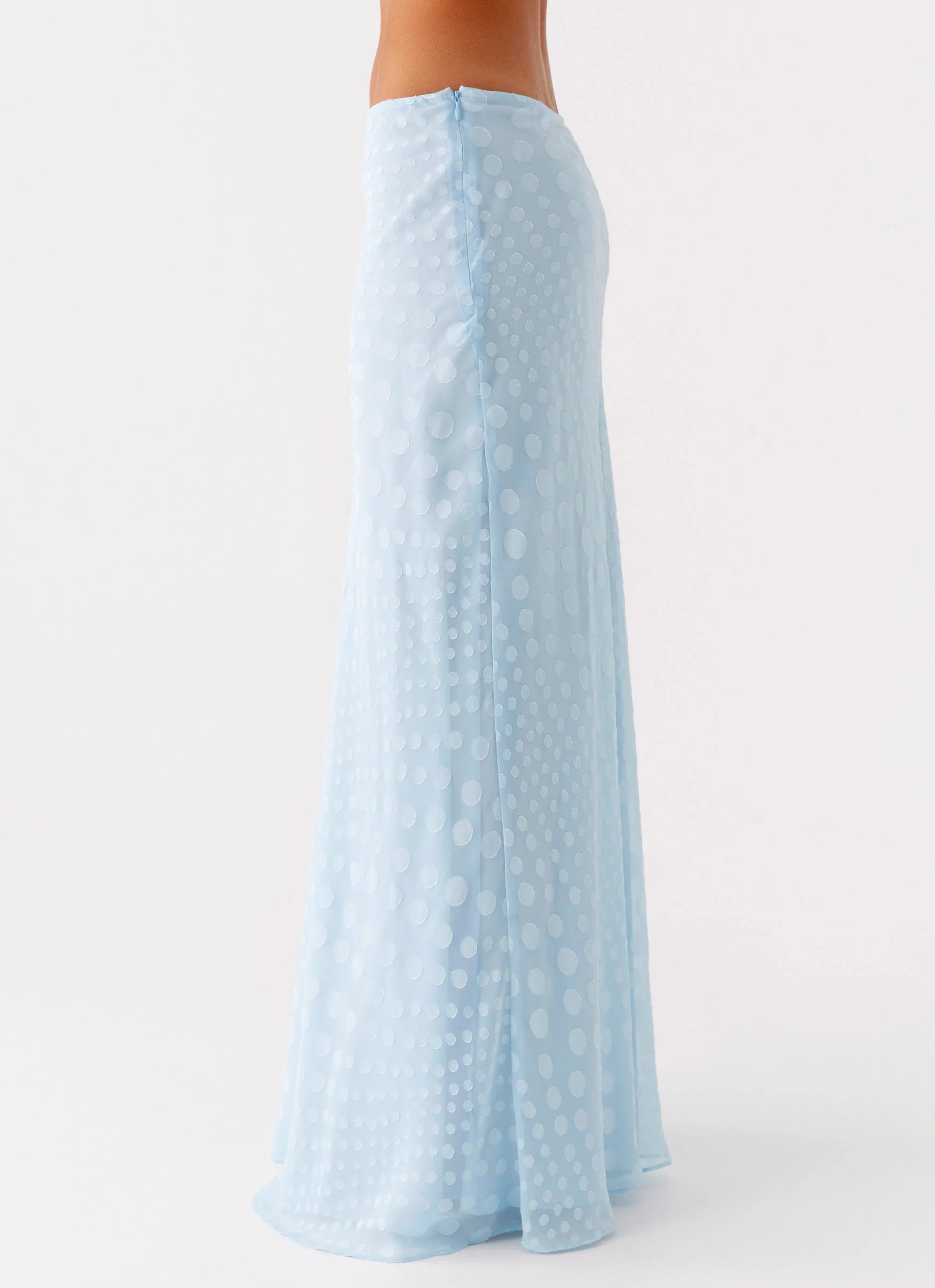 Mena Chiffon Spot Maxi Skirt Blue