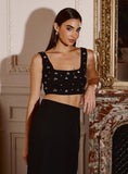 Black Embellished Crop Top
