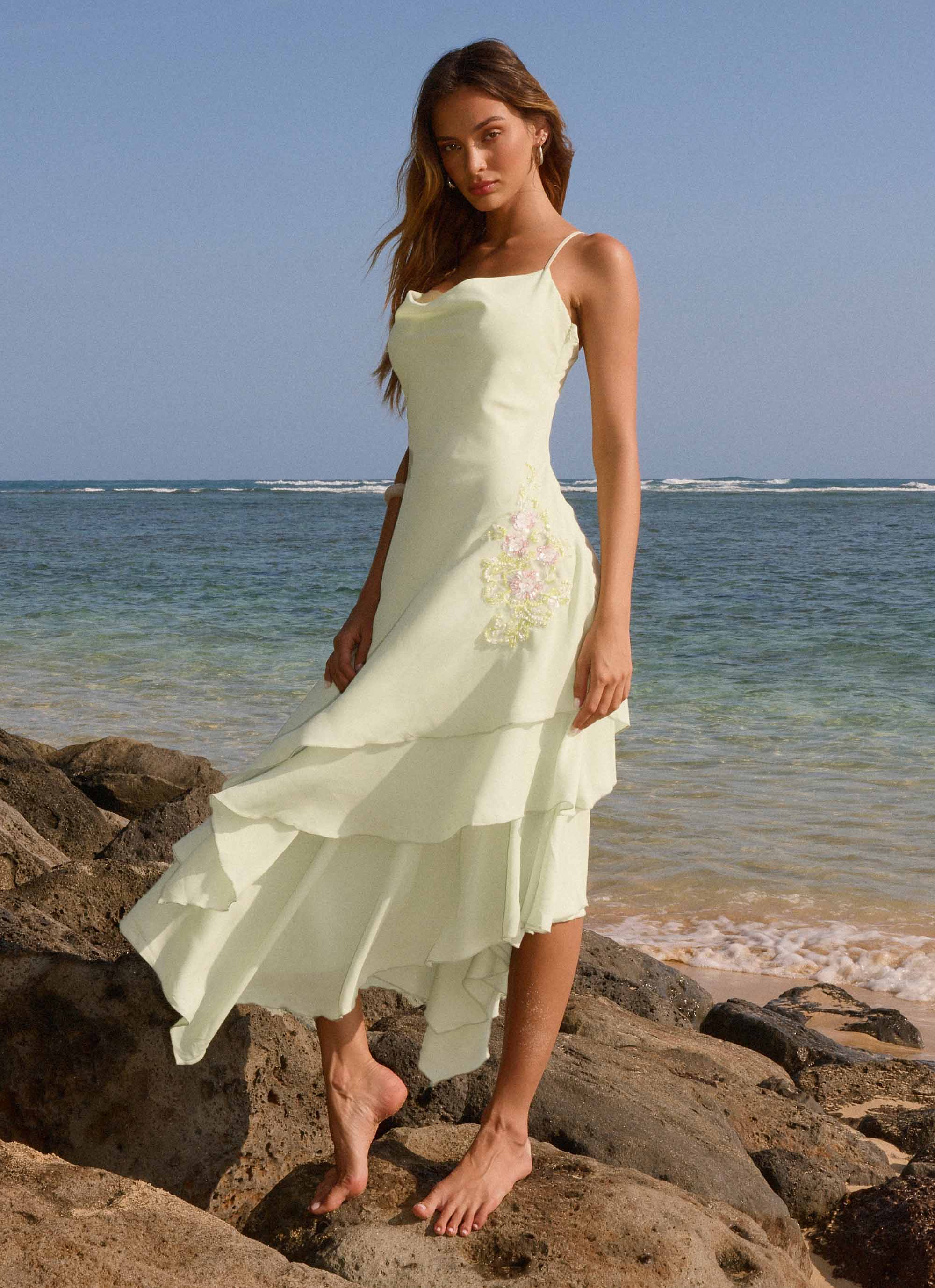 Trisette Midi Dress Lime