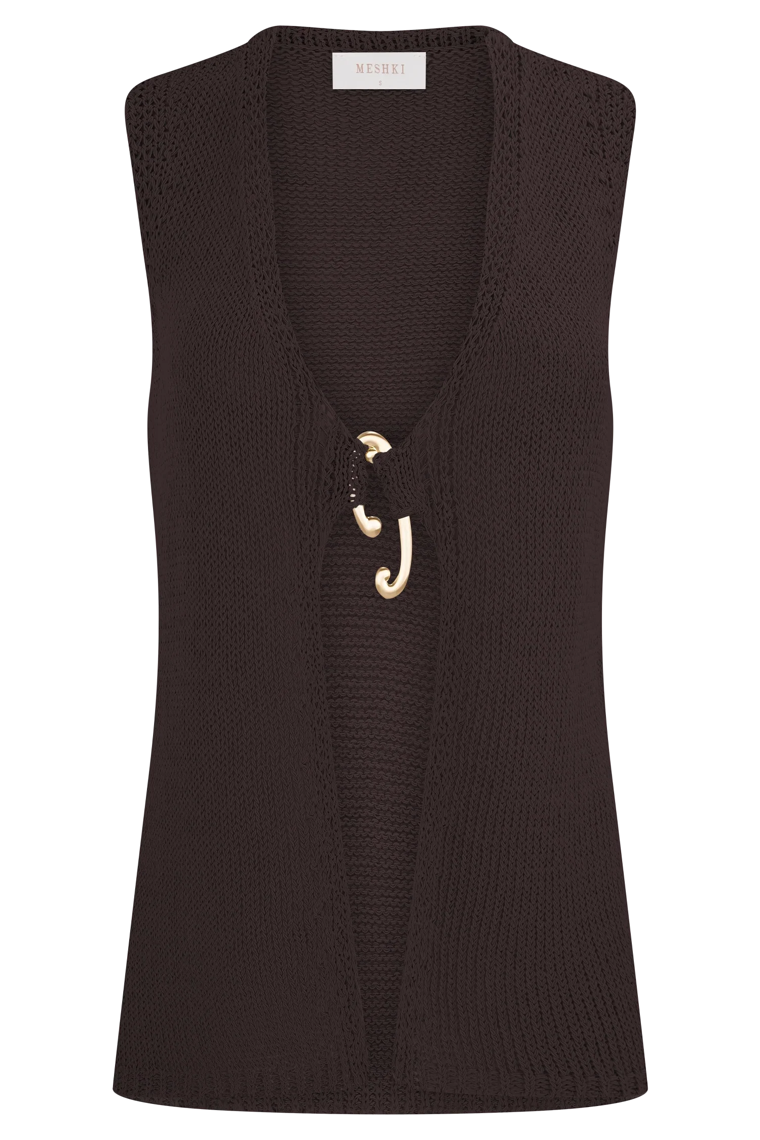 Malani Knit Top With Hardware Chocolate