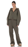 Piped Straight Leg Sweatpants in Olive Green