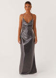 Sleek Love Sequin Maxi Dress Silver Sequin