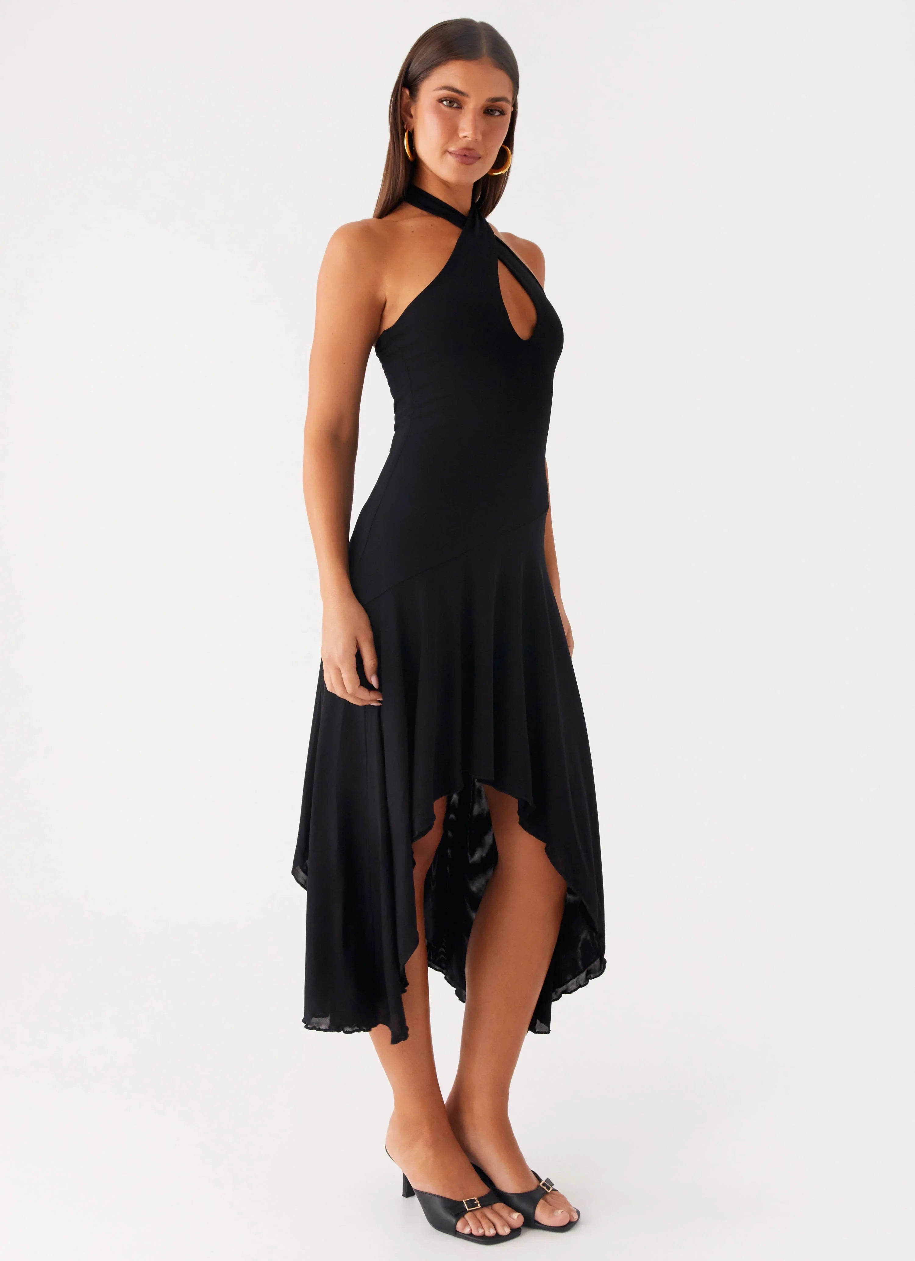Velvet Sky Midi Dress Black