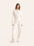 Ecru Fine Ribbed Jersey Longsleeve Top