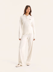 Ecru Fine Ribbed Jersey Longsleeve Top