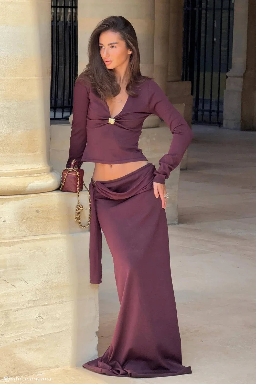 Bowie Low Rise Knit Maxi Skirt Dark Chocolate