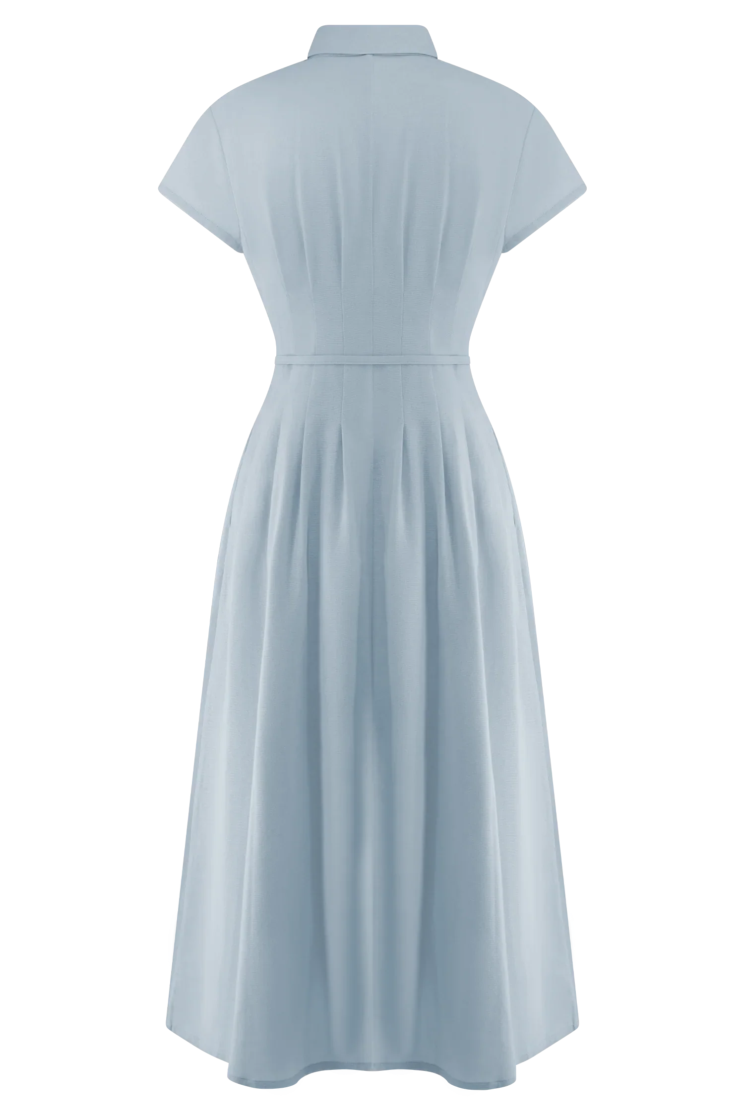 Aysha Buttoned Linen Midi Dress Cornflower Blue