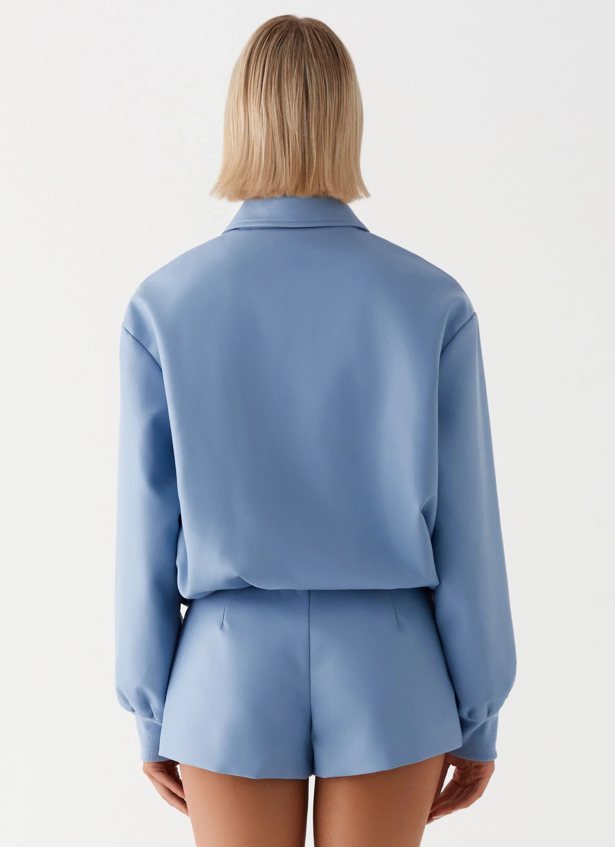 Aspen Oversized Bomber Jacket Blue
