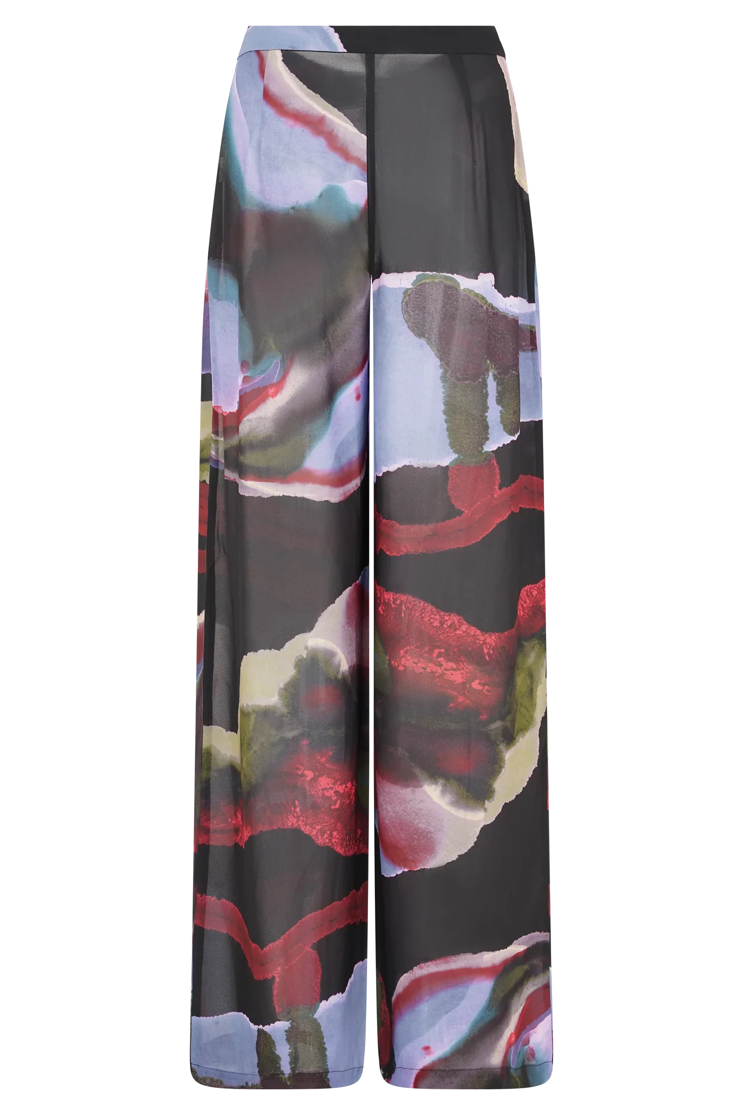 Rachel Chiffon Straight Leg Pants Multi Fluid Reverie Print