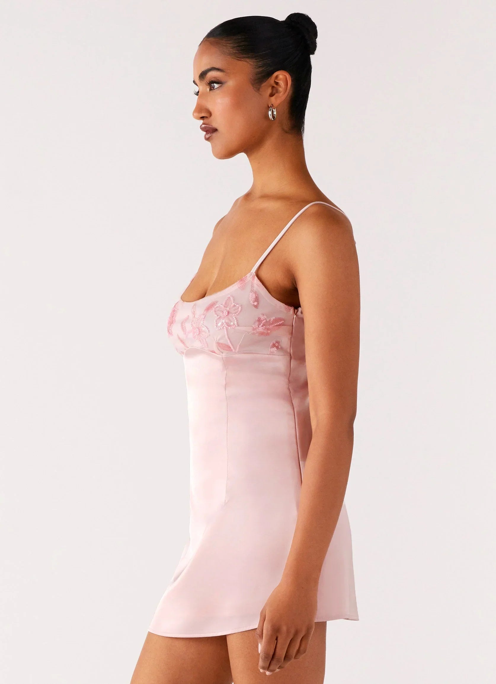 Zion Beaded Micro Mini Dress Pink