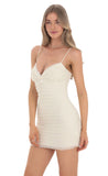 Layered Ruffle V Neck Dress in Cream