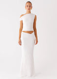 Galantis One Shoulder Maxi Dress White