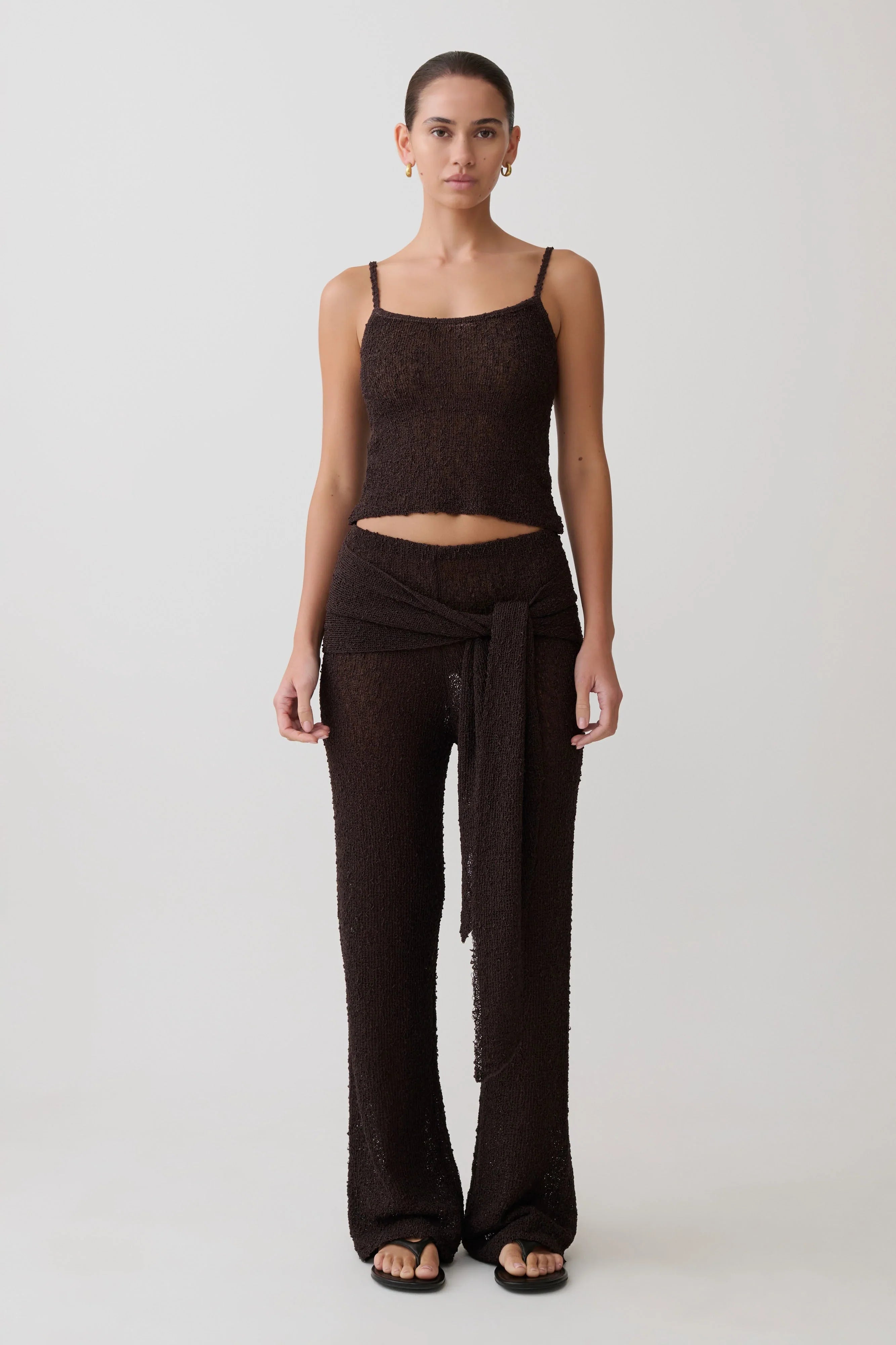 Mattais Boucle Knit Pants Dark Chocolate