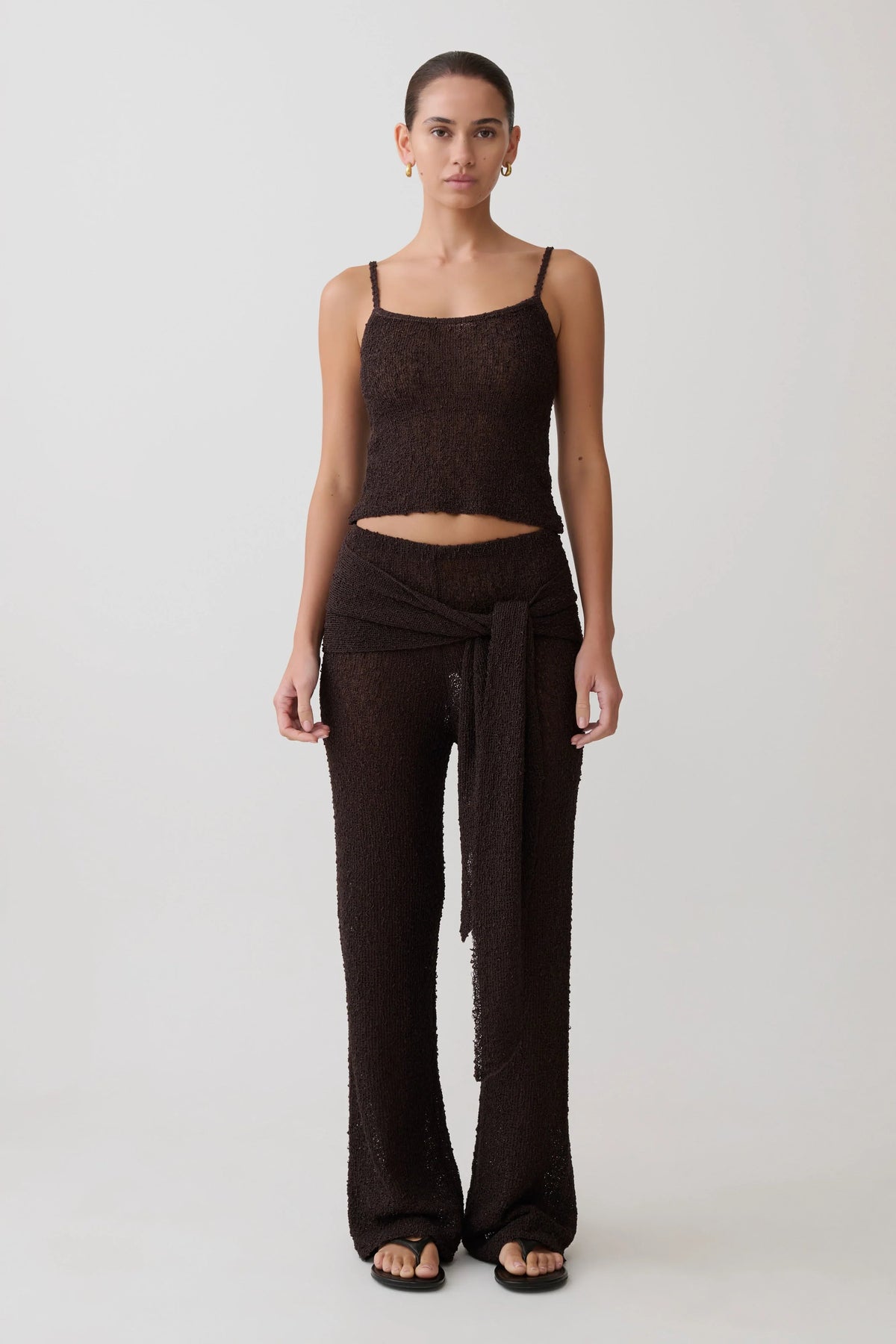 Mattais Boucle Knit Pants Dark Chocolate