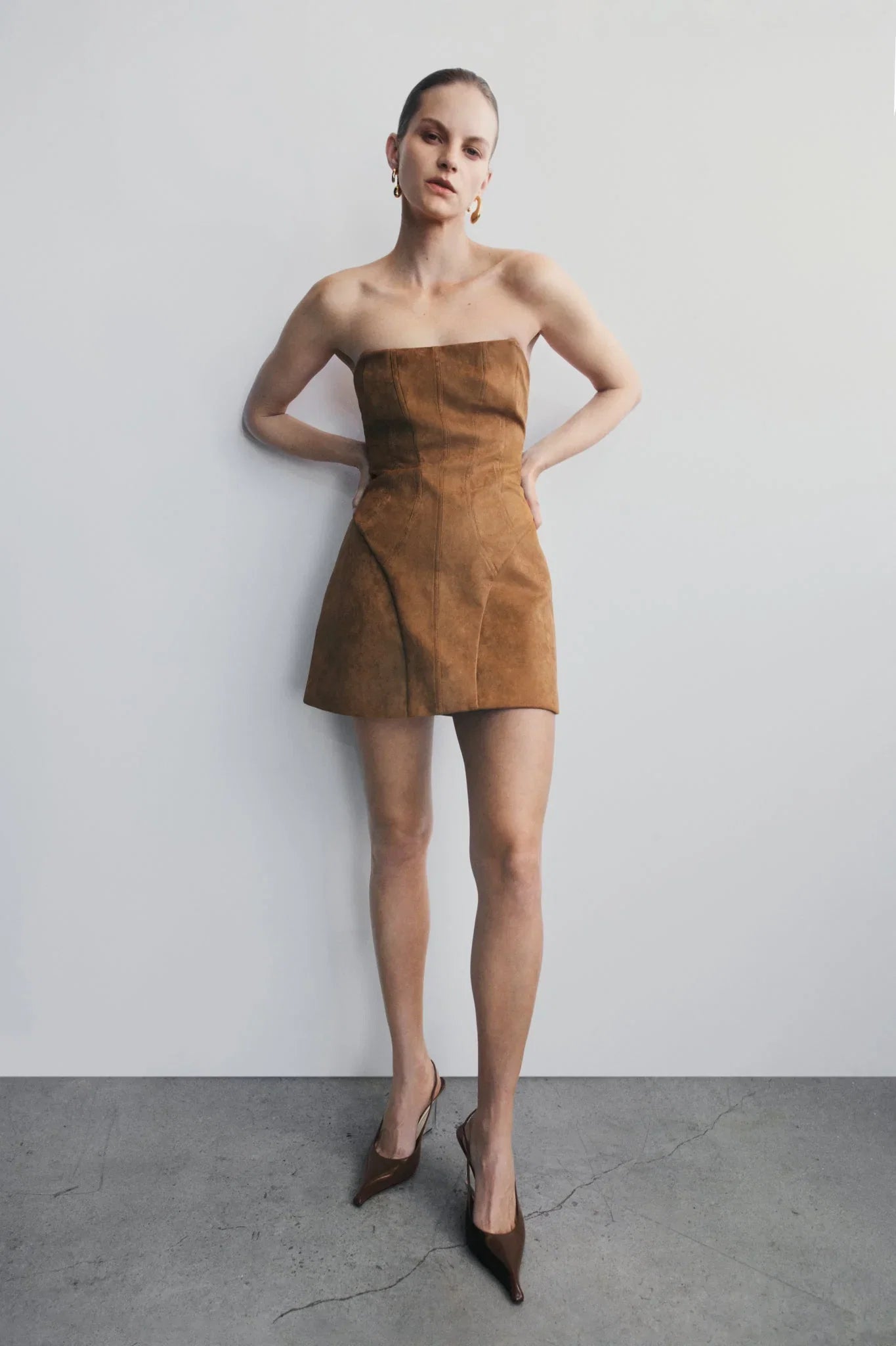 Andy Faux Suede Mini Dress Camel