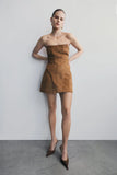 Andy Faux Suede Mini Dress Camel