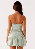 Floria Bubble Mini Dress Sage