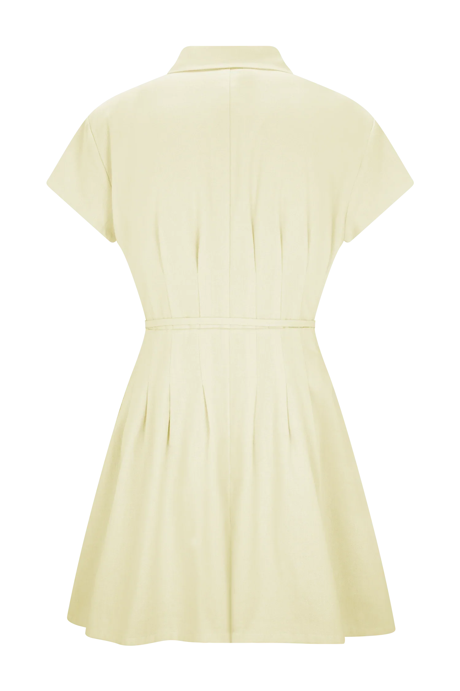 Aysha Buttoned Linen Mini Dress Lemon