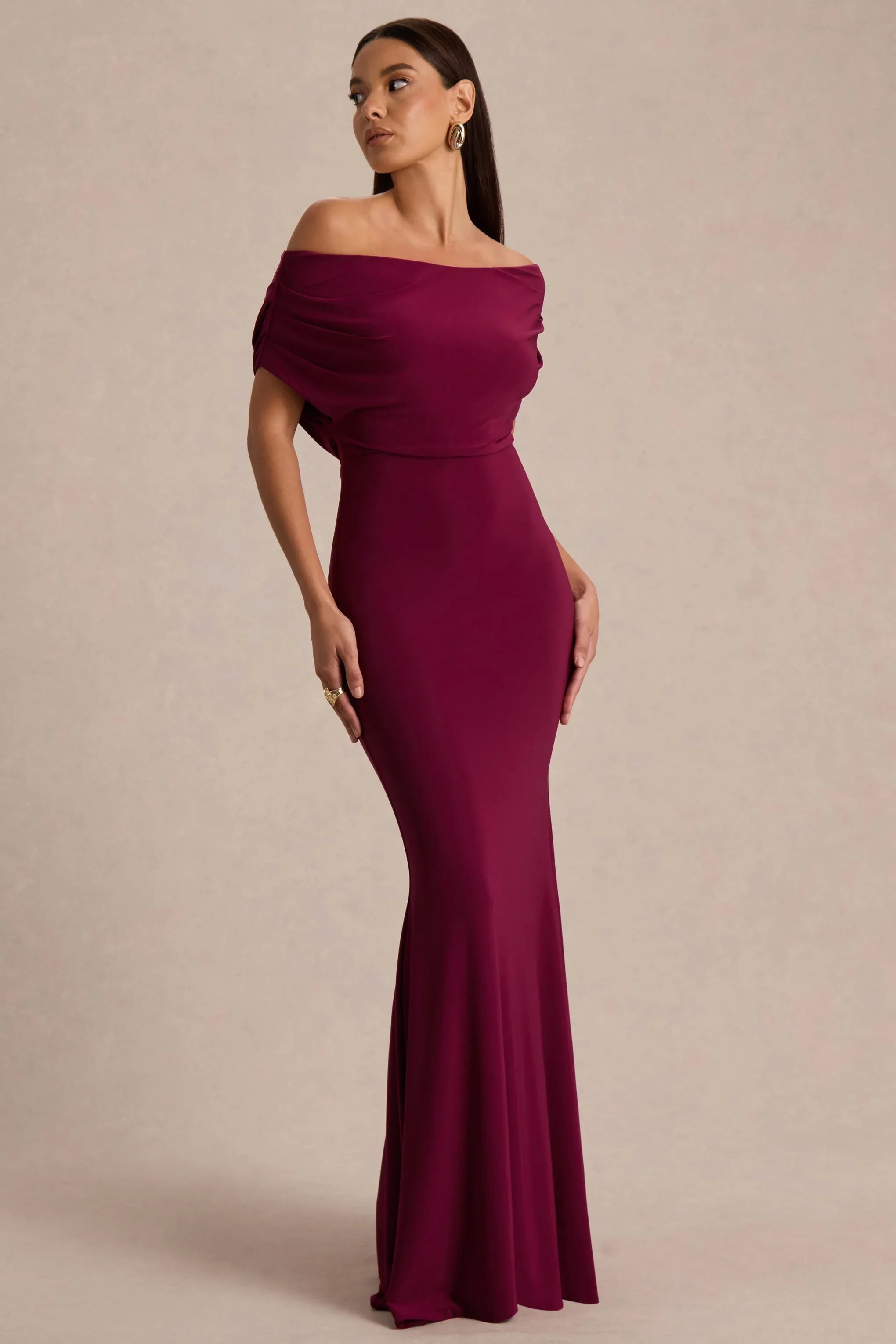 Bowden Berry Bardot Maxi Dress