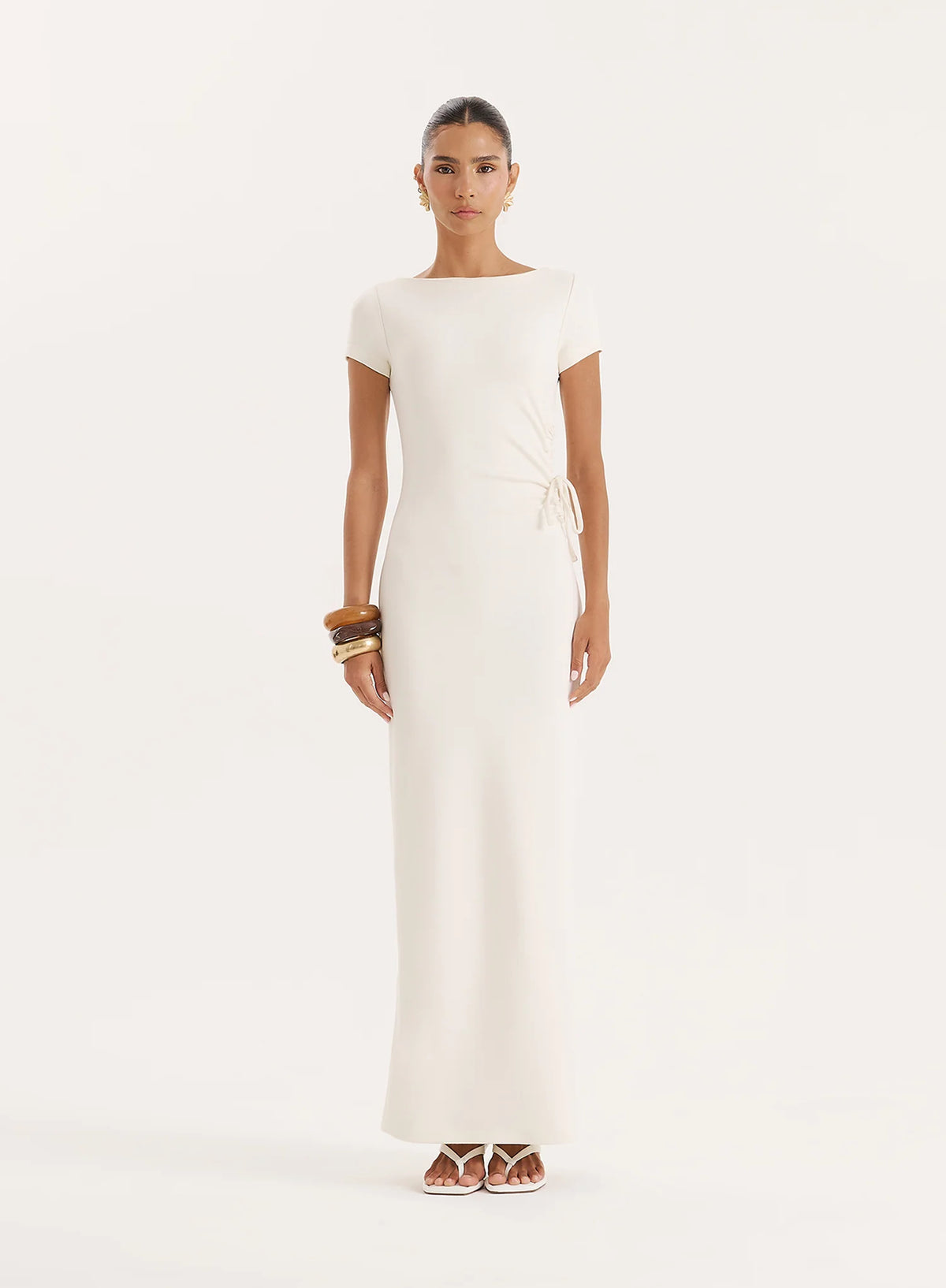 Off White Jersey Cut Out Maxi Dress